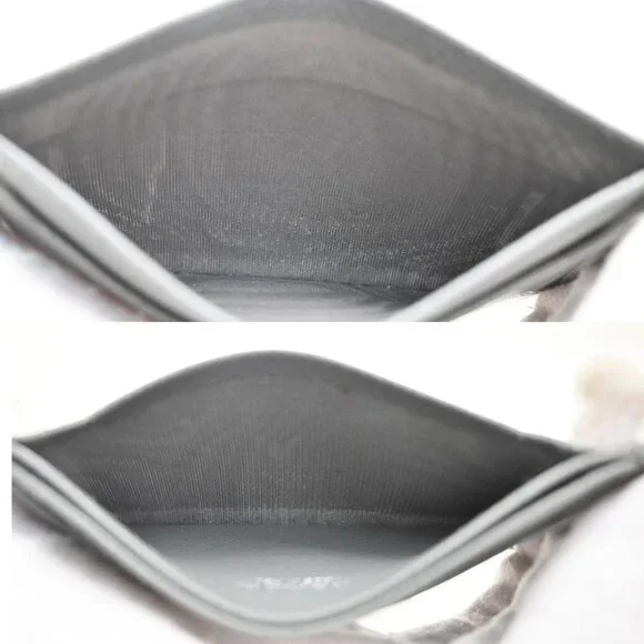 PRADA Logo Saffiano Card Holder Case Leather Gray Marmo 188-082825